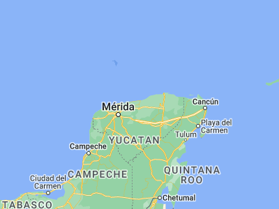 Map showing location of Dzilam González (21.28185, -88.92949)
