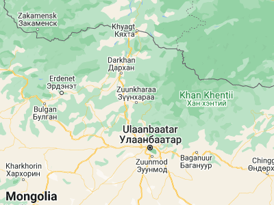 Map showing location of Dzüünharaa (48.85229, 106.45786)