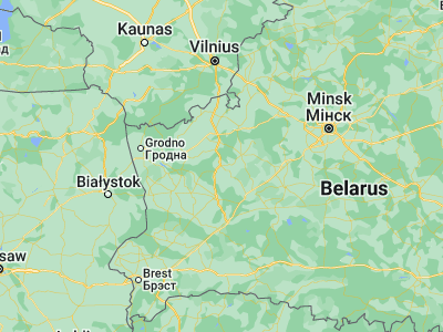 Map showing location of Dzyatlava (53.4631, 25.4068)