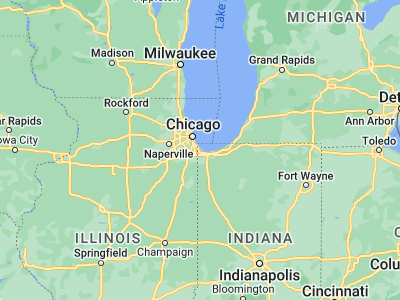 Map showing location of East Chicago (41.6392, -87.45476)