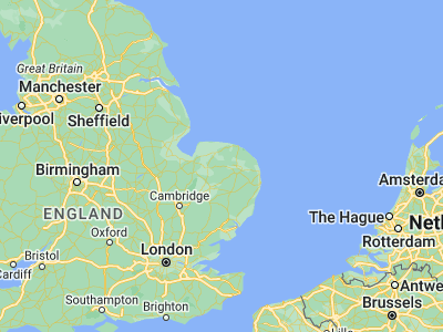 Map showing location of East Dereham (52.68333, 0.93333)