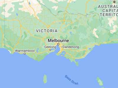Map showing location of East Melbourne (-37.81667, 144.9879)