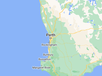 Map showing location of East Perth (-31.95872, 115.87109)