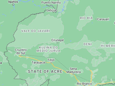 Map showing location of Eirunepé (-6.66028, -69.87361)