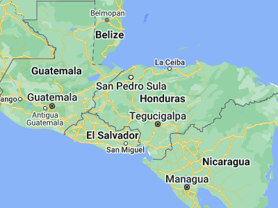 Map showing location of El Agua Dulcita (14.7, -87.75)