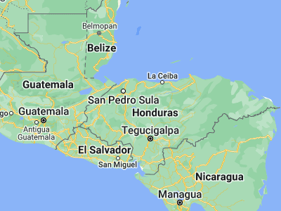 Map showing location of El Bálsamo (15.06667, -87.46667)