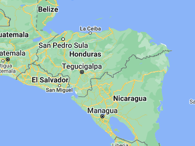 Map showing location of El Benque (14.03333, -86.46667)