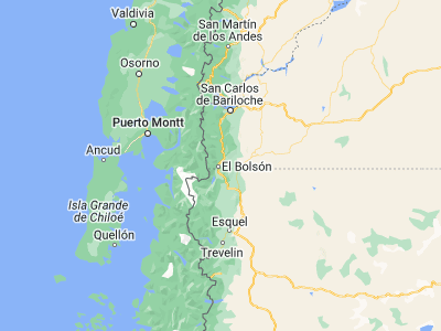 Map showing location of El Bolsón (-41.96667, -71.51667)