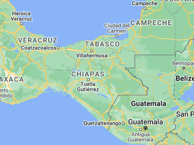 Map showing location of El Bosque (17.06273, -92.72147)