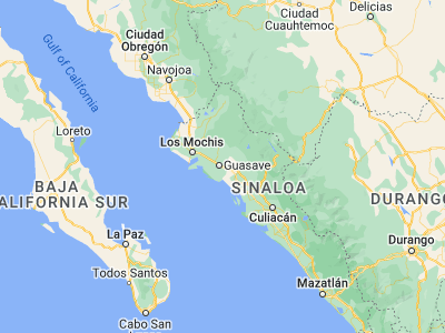 Map showing location of El Burrión (25.53913, -108.41199)