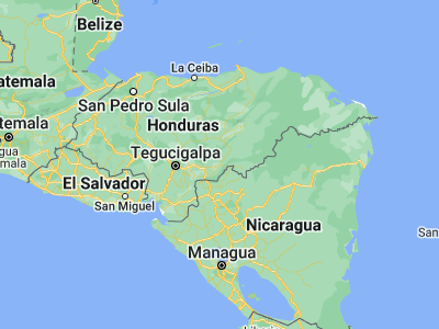 Map showing location of El Chichicaste (14.06667, -86.3)