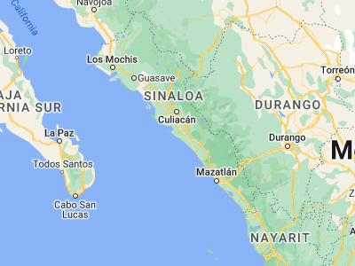 Map showing location of El Dorado (24.32028, -107.36028)
