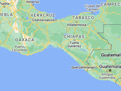 Map showing location of El Espinal (16.36862, -94.10449)