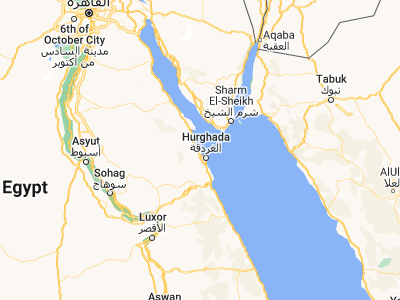 Map showing location of El Gouna (27.39417, 33.67825)