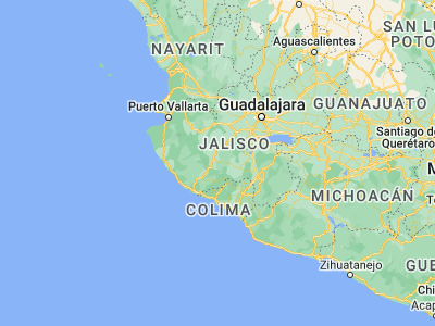 Map showing location of El Grullo (19.80647, -104.21707)