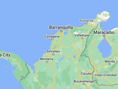 Map showing location of El Guamo (10.03155, -74.97612)