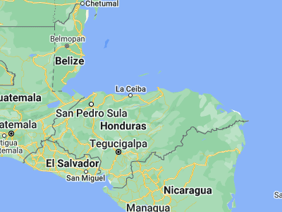 Map showing location of El Juncal (15.45, -86.43333)