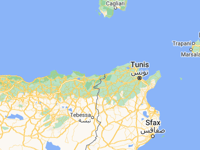 Map showing location of El Kala (36.89556, 8.44333)