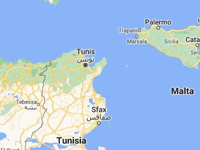 Map showing location of El Maamoura (36.46499, 10.80612)