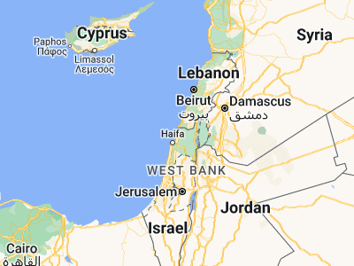 Map showing location of El Mazra‘a (32.98338, 35.09837)