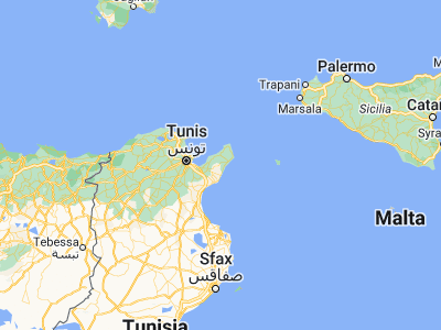 Map showing location of El Mida (36.72556, 10.85528)