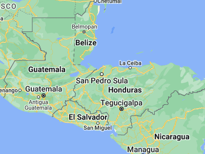 Map showing location of El Milagro (15.4, -87.96667)
