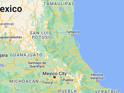 Map showing location of El Naranjo (21.46667, -98.6)