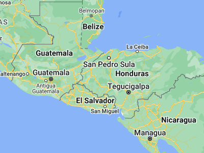 Map showing location of El Níspero (14.76667, -88.33333)