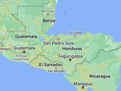Map showing location of El Olivar (15.08333, -87.88333)