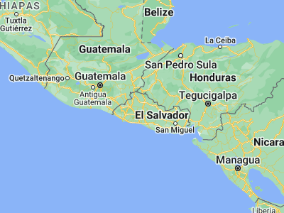 Map showing location of El Paisnal (13.97361, -89.21861)