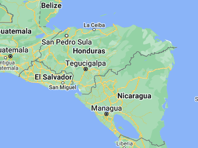 Map showing location of El Paraíso (13.86667, -86.55)