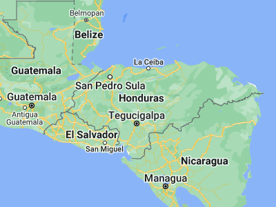 Map showing location of El Pedernal (14.7, -87.11667)