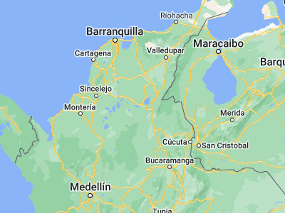 Map showing location of El Peñón (8.98916, -73.94857)