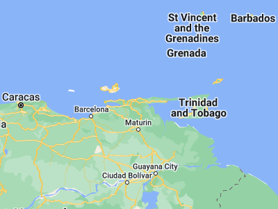 Map showing location of El Pilar (10.53333, -63.15)