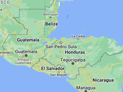 Map showing location of El Plan (15.28333, -87.96667)