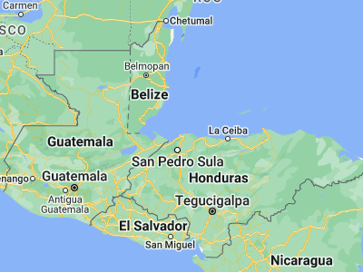Map showing location of El Porvenir (15.83333, -87.93333)