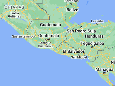 Map showing location of El Progreso (14.35, -89.85)
