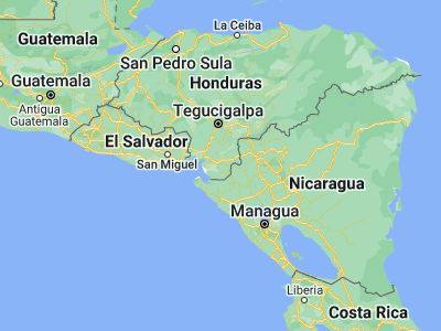 Map showing location of El Puente (13.28333, -87.11667)