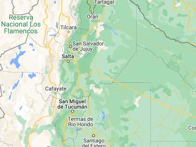 Map showing location of El Quebrachal (-25.28333, -64.06667)
