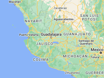 Map showing location of El Quince (20.54388, -103.28467)
