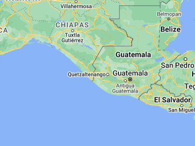 Map showing location of El Rodeo (14.91667, -91.96667)