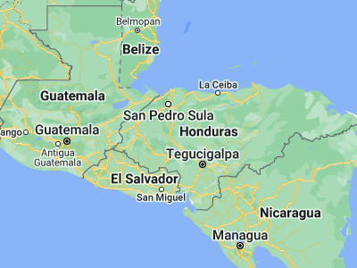 Map showing location of El Rosario (14.8, -87.76667)