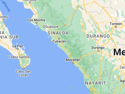 Map showing location of El Rosario (24.25556, -107.18278)