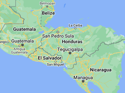 Map showing location of El Sauce (14.53333, -87.66667)