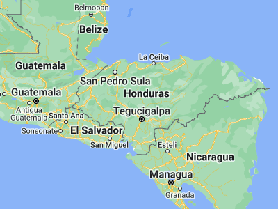 Map showing location of El Suyatal (14.51667, -87.21667)