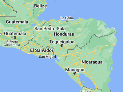 Map showing location of El Tablón (14.03333, -87.16667)
