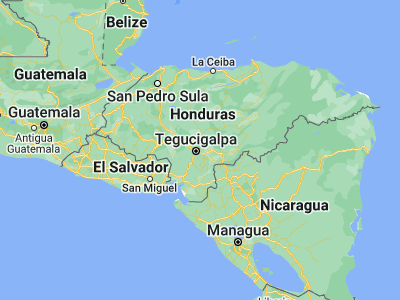 Map showing location of El Terrero (14.06667, -87.06667)