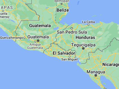 Map showing location of El Tránsito (14.38333, -88.91667)