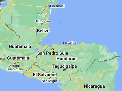 Map showing location of El Triunfo de la Cruz (15.76667, -87.43333)