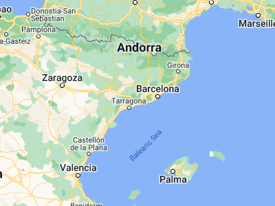 Map showing location of El Vendrell (41.21667, 1.53333)